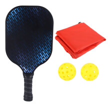 (Black Blue) Pickleball Paddles Set Carbon Fiber Lightweight 2 Balls Bag Black Blue