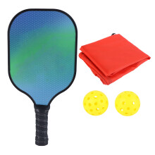 (Hex) Pickleball Paddles Set Carbon Fiber Lightweight 2 Balls Bag Black Blue