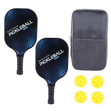 (Black and Blue) 2Pcs Pickle Ball Paddles Carbon PE Light Weight 4 Balls Outdoor