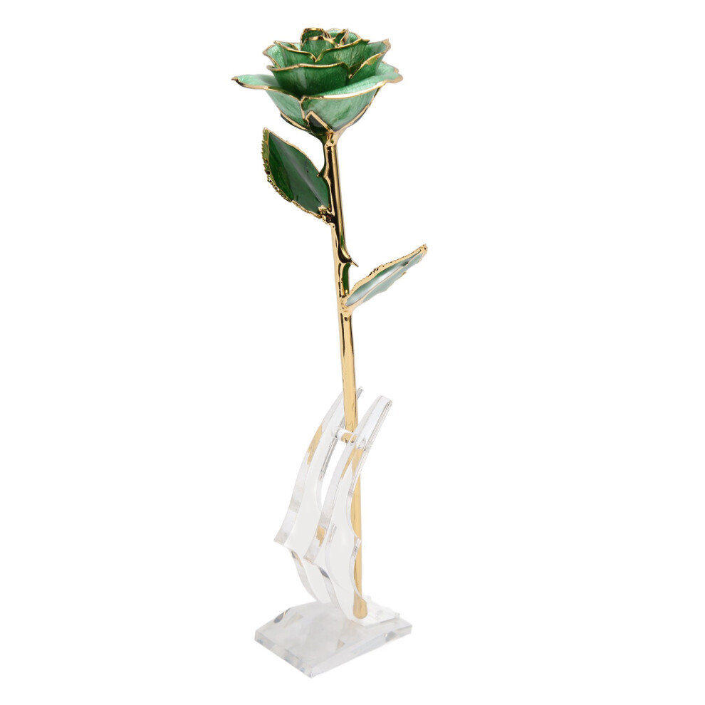 (Green) Gold Dipped Rose with Stand for Valentine's Day Green-image-OPC-PMFTSPR-NEW