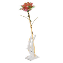 Gold Dipped Real Rose Decor for Home Dining Table Office