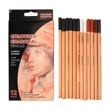 12pcs Wood Cased Carbon Drawing Pencils Art Student