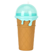 (Brown) 500ML Frozen Smoothies Cup Reusable Silicone Squeeze Cup Blue