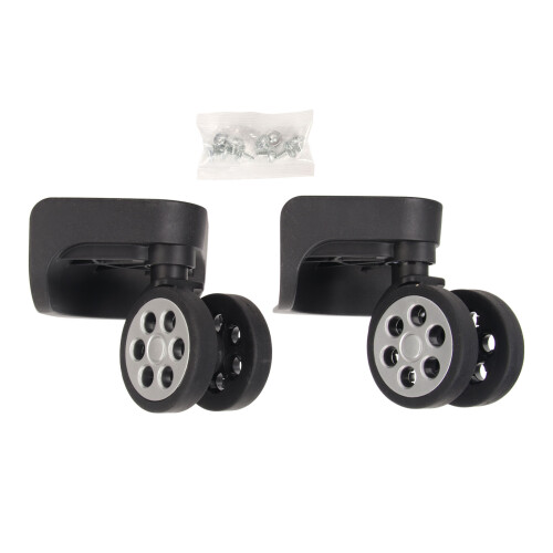 2pcs Luggage Wheels Replacement Locking 360 Quiet Universal Black