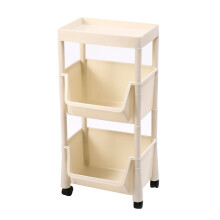 (Creamy White Three Layers) Storage Rack With Lid Modern Bookshelf 3 Layers Creamy White