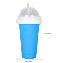 (Blue) TPU Slushie Cup Silicone Reusable Large Squeeze Cup Blue