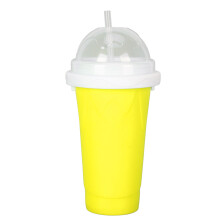 (Yellow) TPU Slushie Cup Silicone Reusable Large Squeeze Cup Blue