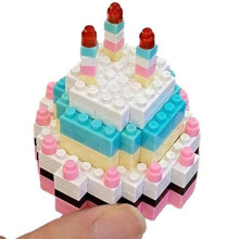 (Birthday Cake Free Size) Cake Building Blocks Cute Small Plastic Vibrant Colors Kids Education