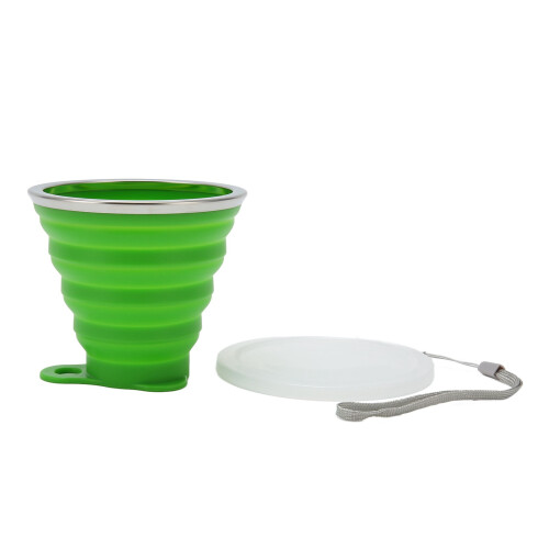 (Green) Collapsible Silicone Water Cup 270ml Green 1