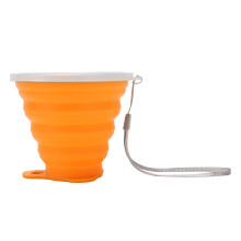 (Orange) Collapsible Water Cup 270ml Silicone Orange