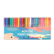 24 Color Waterproof Acrylic Paint Pens for Stone Wood Glass Metal
