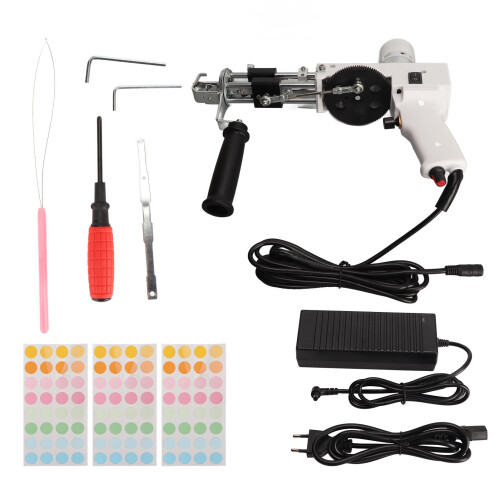 (EU Plug) Carpet Tufting Tool 2in1 40 Stitches/sec Rotatable Weaving Machine DIY