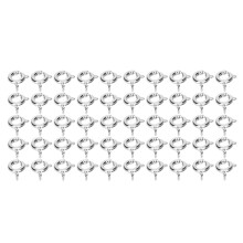 (Silver) 50 Pcs 6mm Spring Ring Clasps 1.5mm Hole Copper Gold