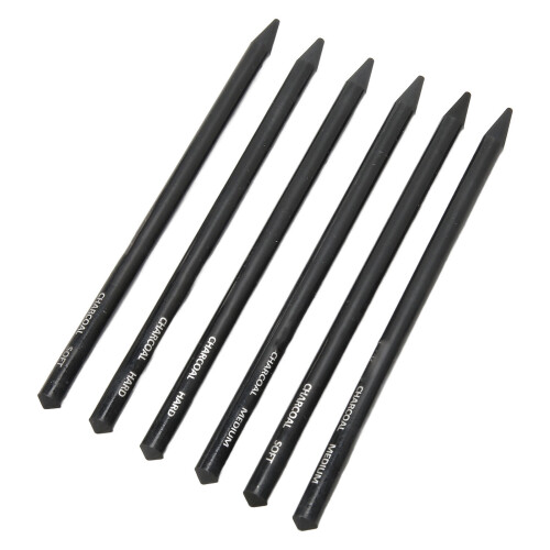 6pcs Charcoal Pencils Set Sketching Drawing Shading Prevent Breakage 1