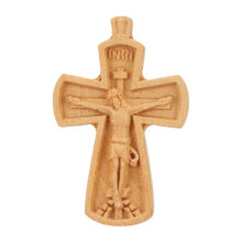 Wooden Hand Carved Cross Pendant Safe Christian Catholic Prayer