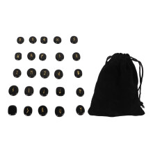 (Obsidian) 25 Pcs Natural Rune Stones Meditation Healing Opal