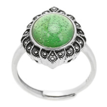 (Type 1) 925 Silver Ring Green Celadon Electroplated Womens Ring