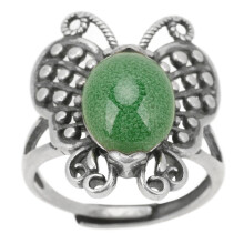 (Type 2) 925 Silver Ring Green Celadon Electroplated Womens Ring