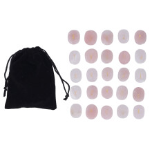 (Rose Quartz) 25 Pcs Natural Rune Stones Polished Engraved Chakra Amethyst