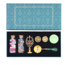 (Two Dragons Rubine Handel) Wax Sealing Stamp Kit Clear Pattern Vintage DIY with Handle