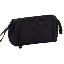 (Black) Ship Type Pen Case Large Capacity Double Layer Zipper Kids Black