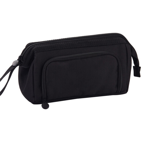 (Black) Ship Type Pen Case Large Capacity Double Layer Zipper Kids Black