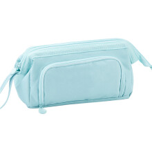 (Blue) Ship Type Pen Case Large Capacity Double Layer Zipper Kids Black