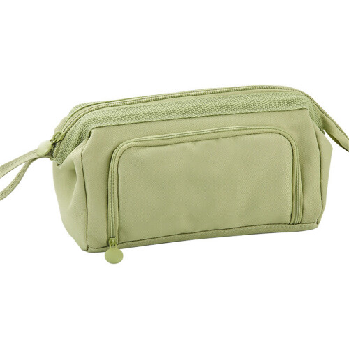 (Green) Ship Type Pen Case Large Capacity Double Layer Zipper Kids Black