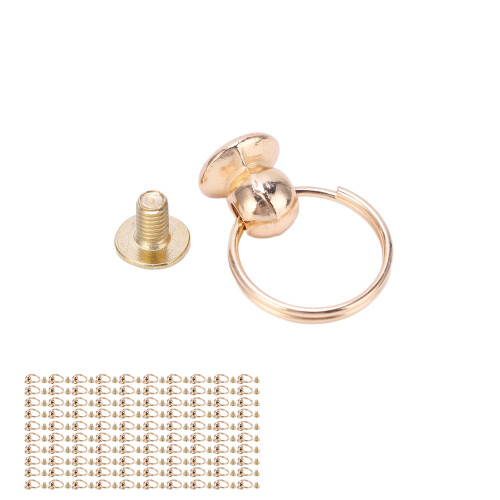(Gold) 8mm High Gloss Copper Double Loop Pull Ring DIY Gold 2