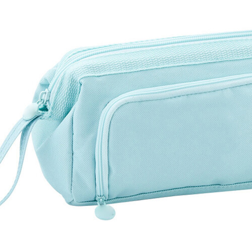(Blue) Ship Type Pen Case Large Capacity Double Layer Zipper Kids Black 1