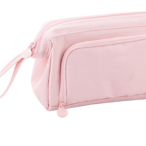 (Pink) Ship Type Pen Case Large Capacity Double Layer Zipper Kids Black 1