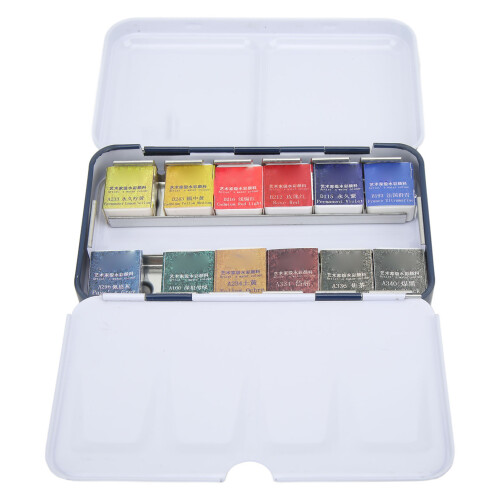 12Pcs Water Color Paint Vivid High Transparency Quick Drying 1