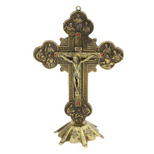 Crucifix Bronze Vintage Metal Table Art Decoration for Catholic Gift