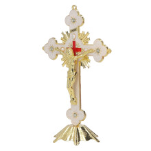 Metal Enamel Gold White Cross Wall Decor Anti Rust Gift
