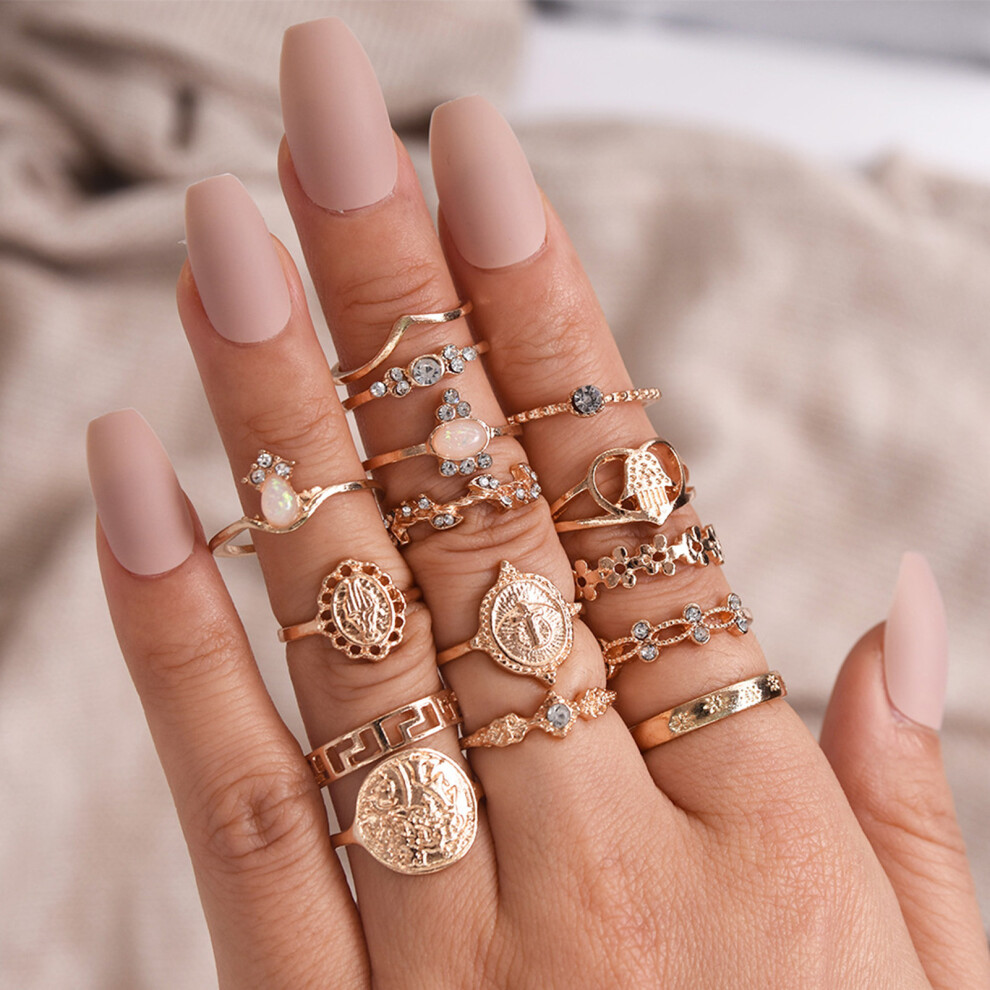 15Pcs Vintage Crystal Joint Knuckle Ring Sets Finger Rings 585383702128