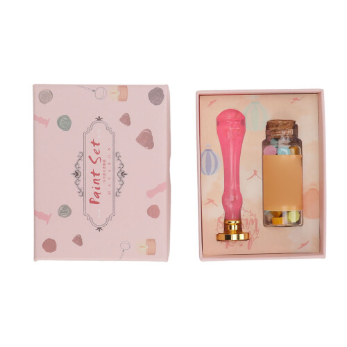 (Pink) Wax Seal Stamp Kit Unique Pattern Durable Material Red 2