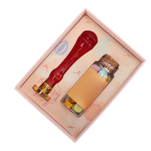 (Red) Wax Seal Stamp Kit Unique Pattern Durable Material Red 2