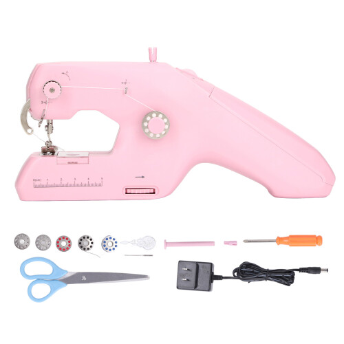 Handheld Sewing Machine Pink Portable Electric Double Thread DIY Tool
