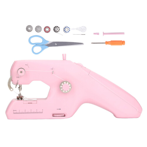 Handheld Sewing Machine Pink Portable Electric Double Thread DIY Tool 2