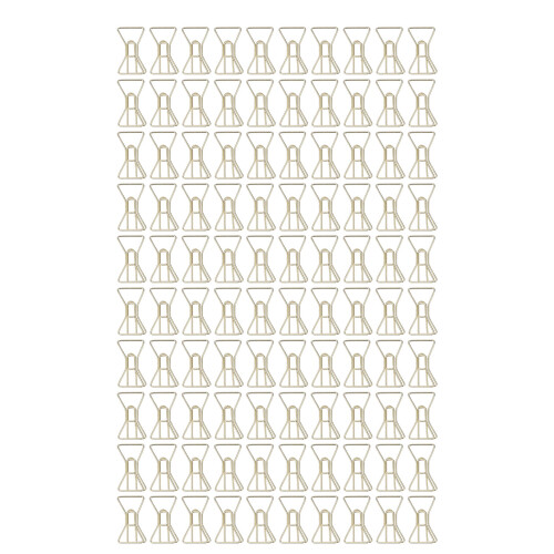 (Bow) 100Pcs Gold Unique Shape Electroplated Paperclip with Storage Box