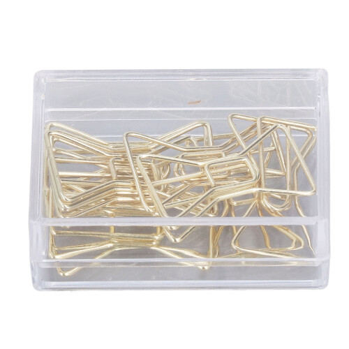 (Bow) 100Pcs Gold Unique Shape Electroplated Paperclip with Storage Box 1