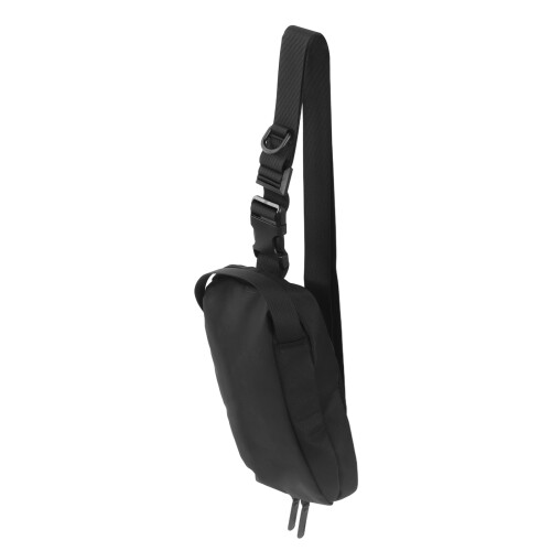Black Adjustable Chest Bag Glossy Zipper Breathable Headphone Hole 2