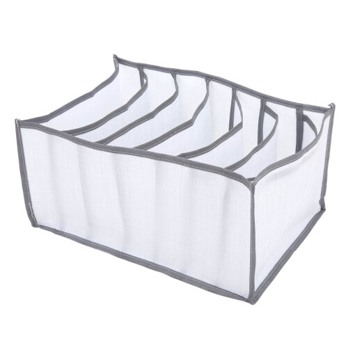 (White 7 Grids) Wardrobe Organizer 7 Grids Stackable Odorless Clothes Storage White 2