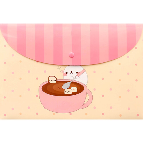 (Pink) Plastic Envelopes Bunny Waterproof PP Snap Button 13x9in Clear Blue