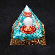 (QK05 Green Pine) Orgone Pyramid Epoxy 5cm Decorative Ornament 3D Glass QK09