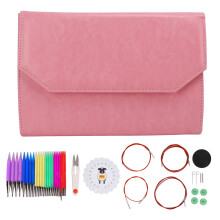 (Light Powder) 12 Pairs Knitting Kit Acrylic Crochet Supplies Different Sizes Light