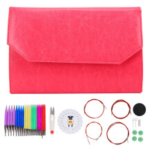 (Rose Red) 12 Pairs Knitting Kit Acrylic Crochet Supplies Different Sizes Light