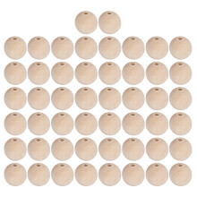 50Pcs 30mm Natural Wooden Beads Glossy Polishing Painting Bulk