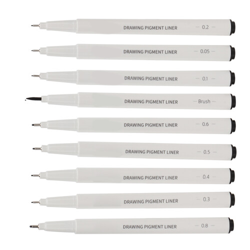 9Pcs Waterproof Micro Line Pens Smoother Writing Different Nib Sizes 2