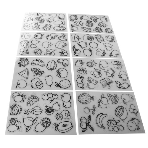 (Fruit Pattern) 8Pcs Heat Shrink Sheet Set Fruit Vegetable Pattern Shrinky Art Paper 1